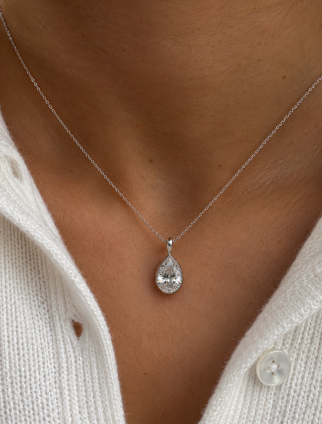Pear Solitaire Pendant